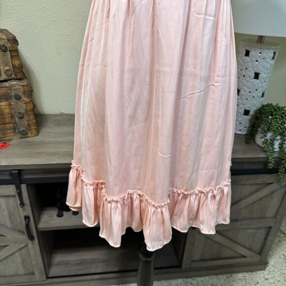 Petal & Pup Lisle Mini Dress Blush Pink Size 8 Off Shoulder Ruffle Coquette - Picture 8 of 14